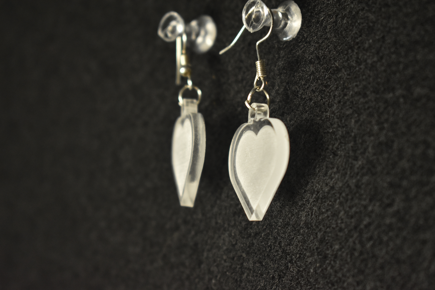 White Heart Earrings