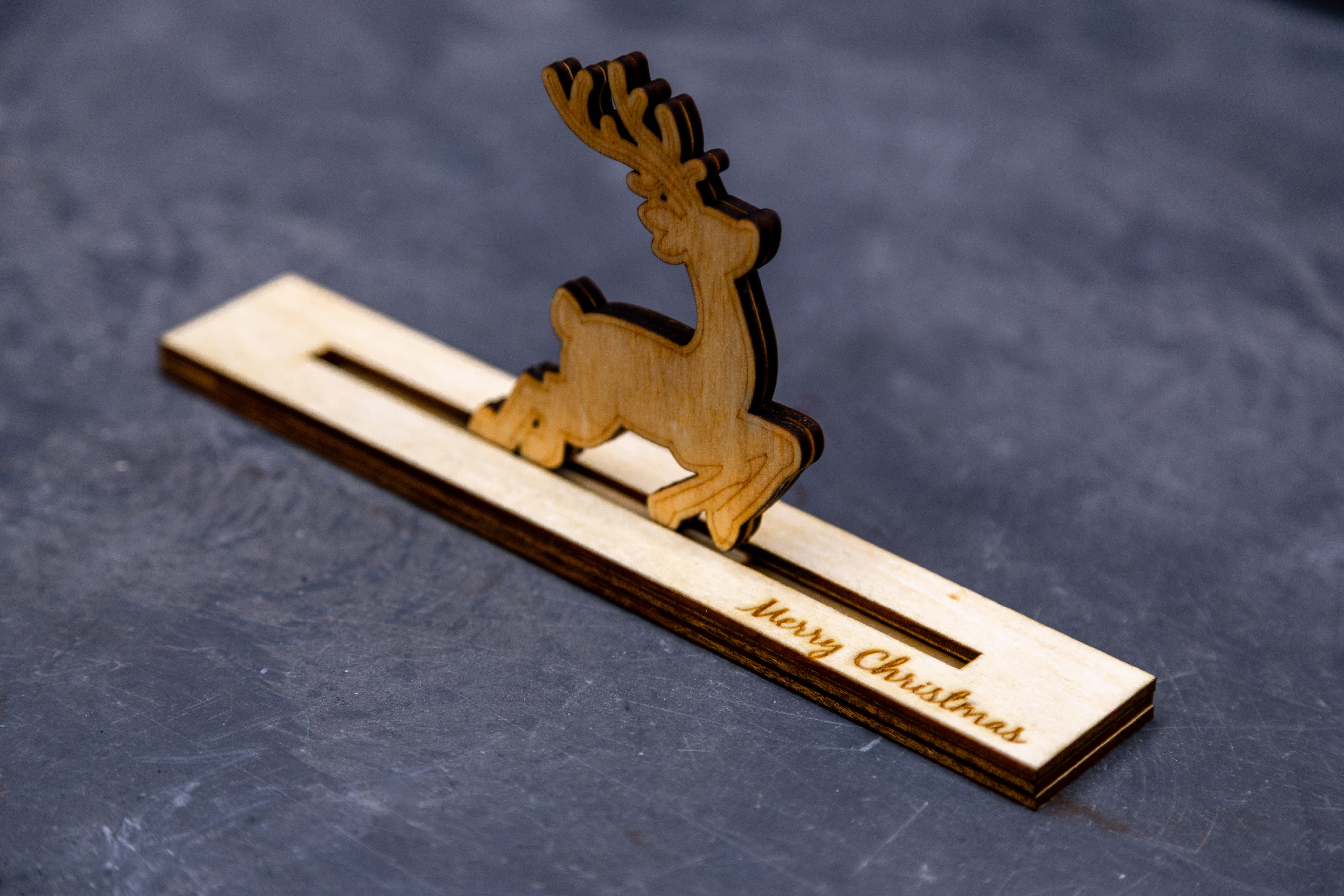 Laser-Cut Sliding Reindeer Decor