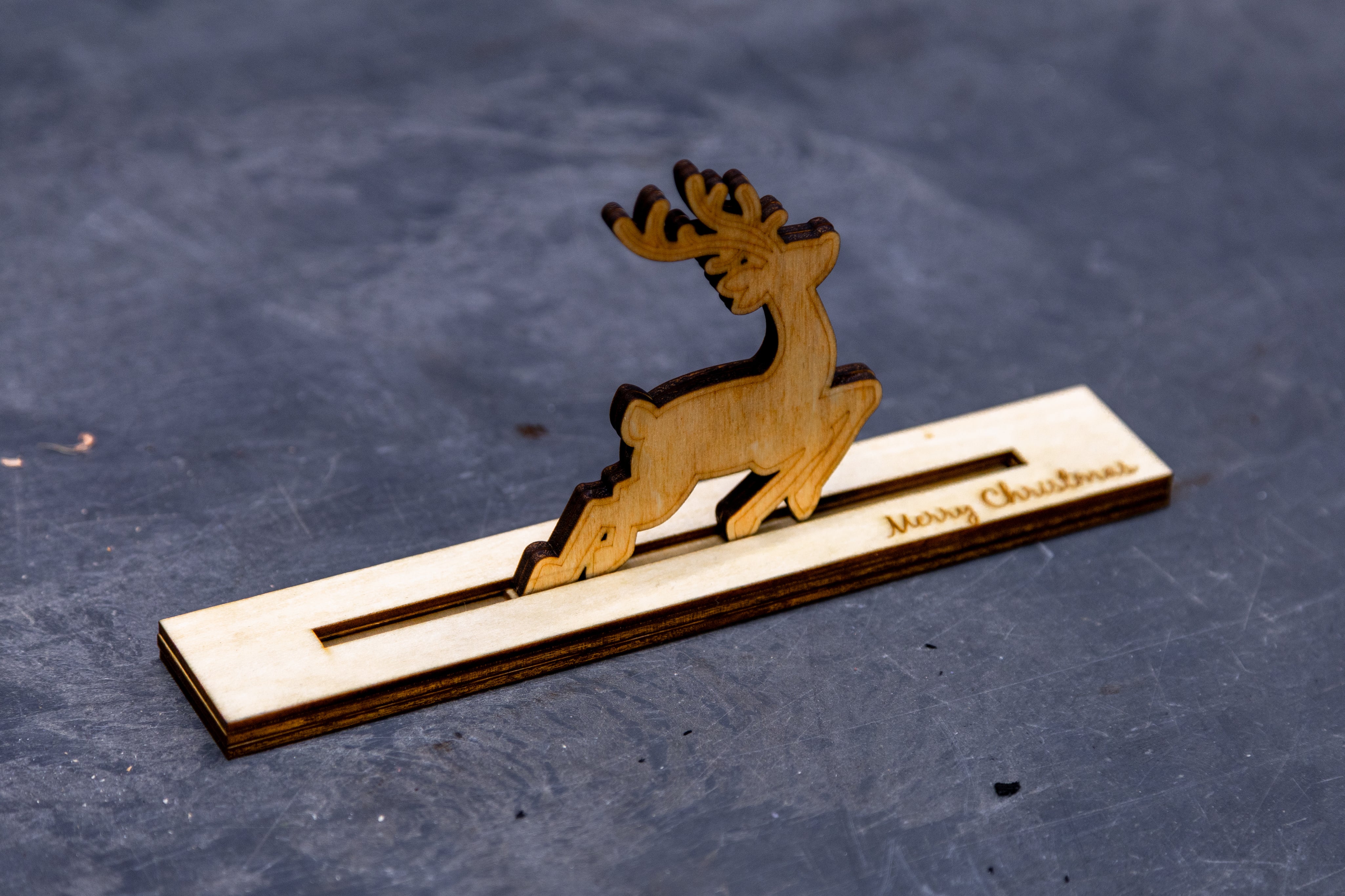 Laser-Cut Sliding Reindeer Decor