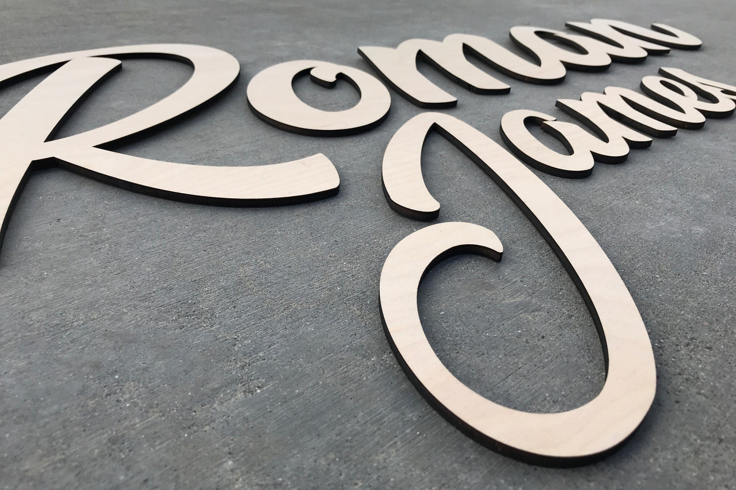 Laser Cut Name in a Script Font