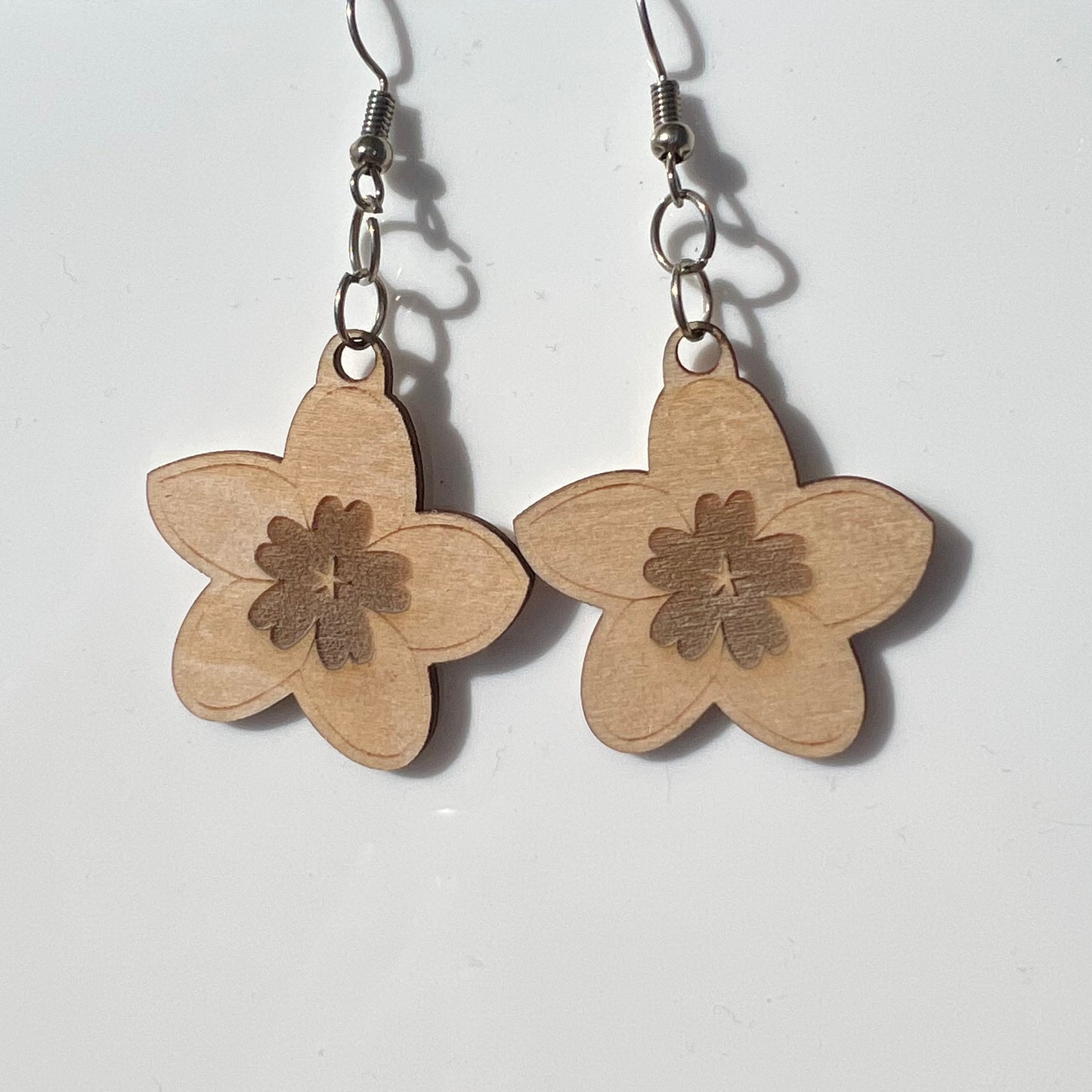 Wooden Flower Earings