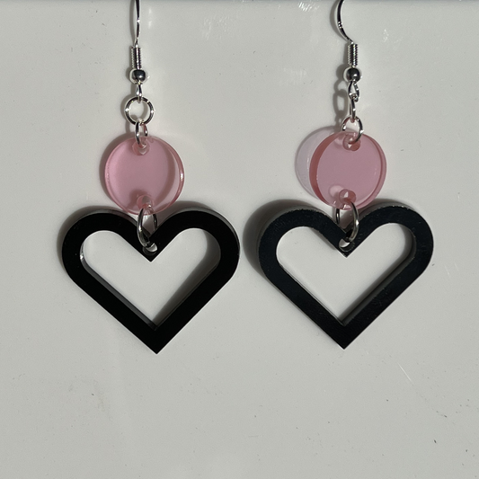 Circle With Heart Outline Earrings