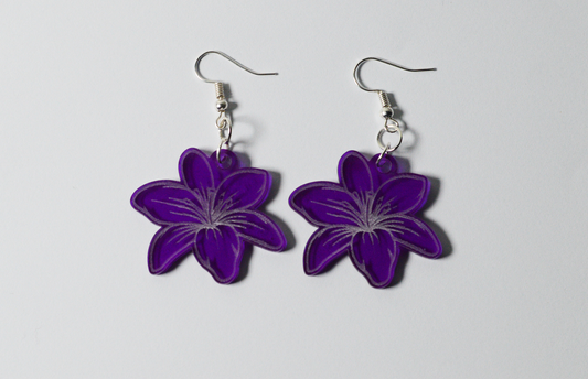 Purple Hawaiian Flower Earrings