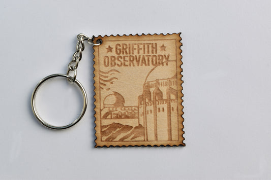 Wooden Griffith Observatory Keychain