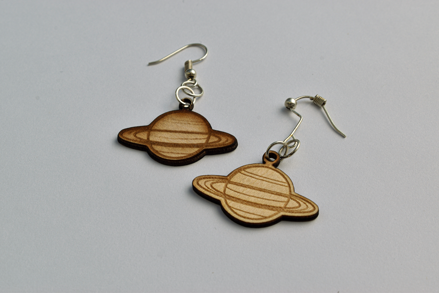 Wooden Saturn Earrings