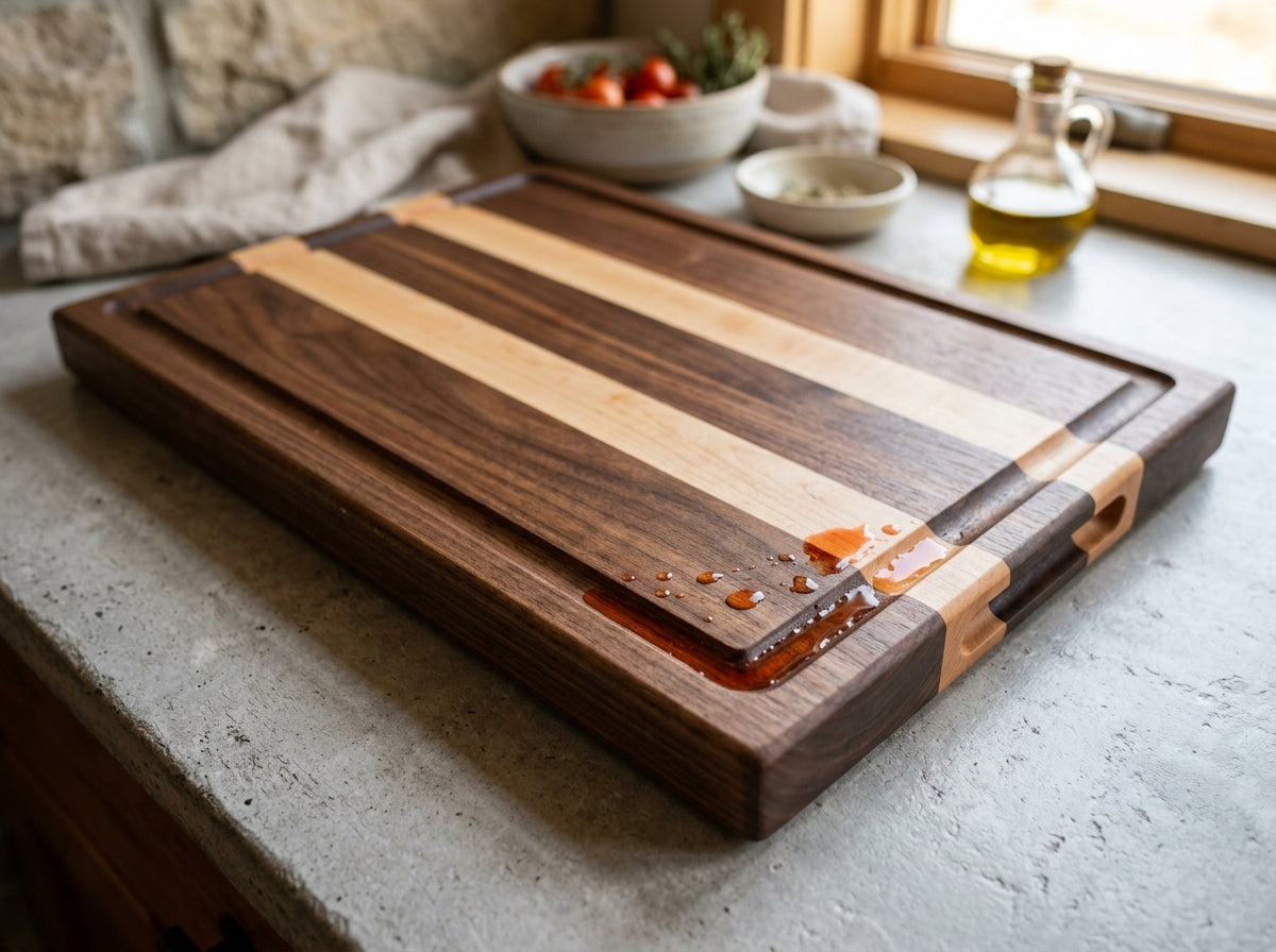 Example of a juice groove on a cutting board